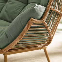Beige Rattan & Green Garden Double Egg Chair Seat - thumbnail 3