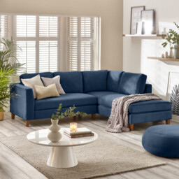 Foster Midnight Blue Velvet L-Shape Sofa