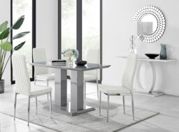 Imperia 4 Modern Grey High Gloss Dining Table And 4 Modern Milan Chairs Set - thumbnail 2