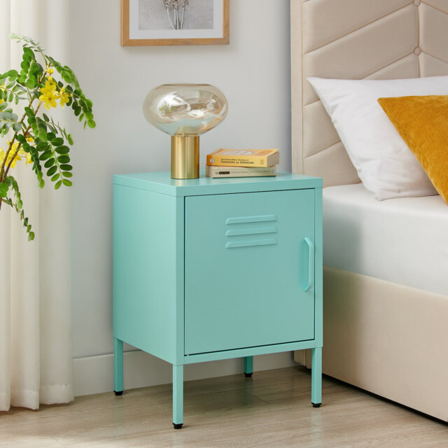 Teksi 1 Door Light Blue Metal Locker Bedside Table - image 1