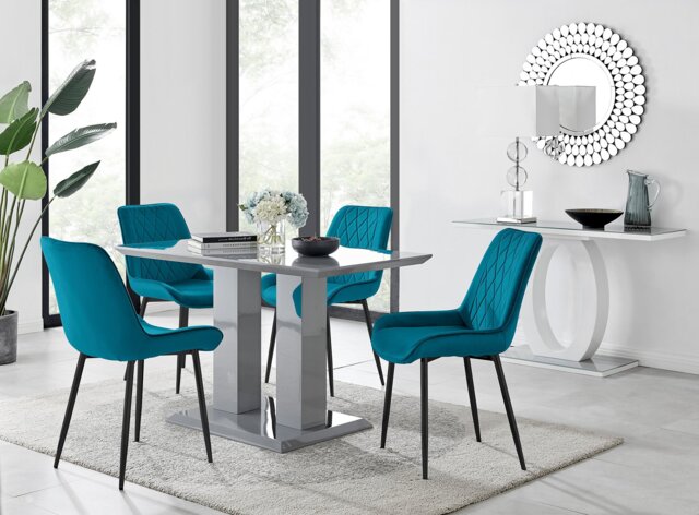Imperia 4 Grey Dining Table and 4 Pesaro Black Leg Chairs - image 1