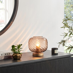 Aurelia Small Brown Glass Touch Dimmable Table Lamp - thumbnail 2