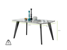Andria Black Leg Marble Effect Dining Table and 6 Milan Black Leg Chairs - thumbnail 2