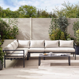 Montenegro Grey Metal & Light Grey 6 Seat Corner Garden Sofa Set - thumbnail 2