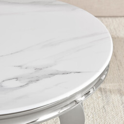 Skye Round White Marble Glass and Metal Coffee Table - thumbnail 4