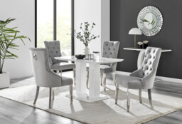 White Imperia 4 Table & 4 Velvet Belgravia Chairs - thumbnail 2