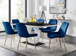 Giovani 6 Black Dining Table & 6 Pesaro Gold Leg Chairs - thumbnail 2