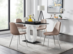 Giovani 4 Black Dining Table & 4 Corona Silver Leg Chairs - thumbnail 2