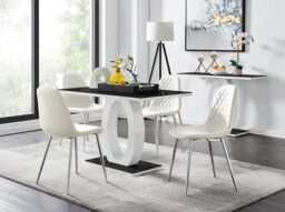 Giovani 4 Black Dining Table & 4 Corona Silver Leg Chairs - thumbnail 4