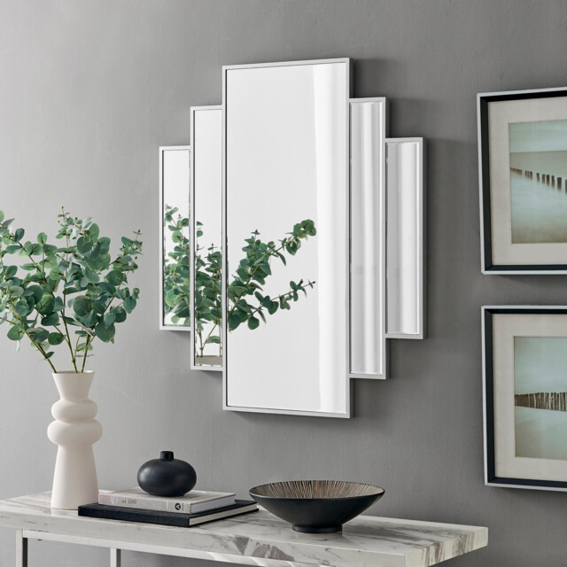 Deco Silver Large 1920s Inspired Wall Mirror - image 1
