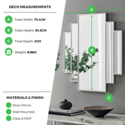 Deco Silver Large 1920s Inspired Wall Mirror - thumbnail 3