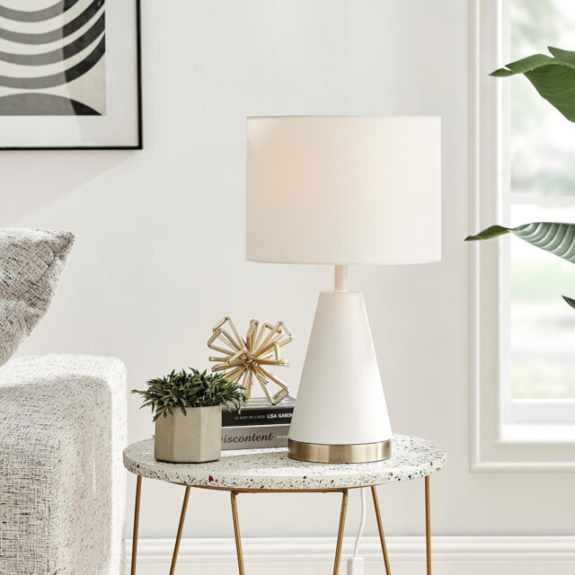 Zoe White and Gold Metal Table Lamp - image 1