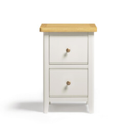 Belle 2 Drawer Solid Oak Wood and Cream Slim Bedside Table - thumbnail 3