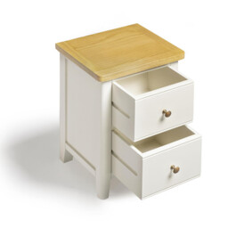 Belle 2 Drawer Solid Oak Wood and Cream Slim Bedside Table - thumbnail 4