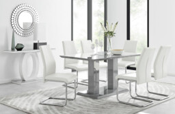 Imperia Grey Modern High Gloss Dining Table And 6 Lorenzo Dining Chairs Set - thumbnail 4