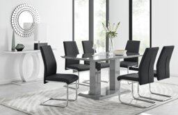Imperia Grey Modern High Gloss Dining Table And 6 Lorenzo Dining Chairs Set - thumbnail 1