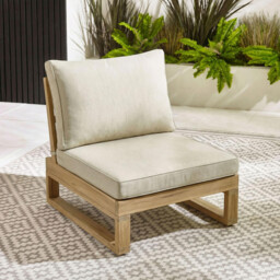 2x Brisa Natural Wood and Cream Garden Chairs Set - thumbnail 2