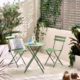 Furniturebox Cabo 2 Seat Garden Bistro Set, Metal in Green - Size: 42x81x51 cm