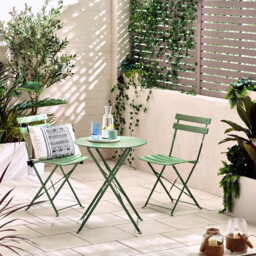 Cabo Green Metal 2 Seat Garden Bistro Set - thumbnail 1