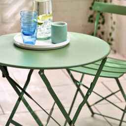 Cabo Green Metal 2 Seat Garden Bistro Set - thumbnail 3
