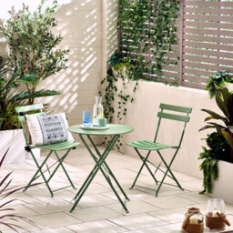 Cabo Green Metal 2 Seat Garden Bistro Set - thumbnail 1