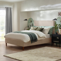Romy Cream Recycled Fabric Double Bed Frame