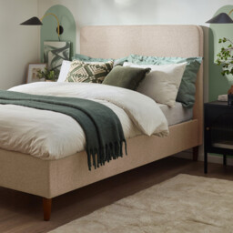 Romy Cream Recycled Fabric Double Bed Frame - thumbnail 3