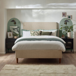 Romy Cream Recycled Fabric Double Bed Frame - thumbnail 2