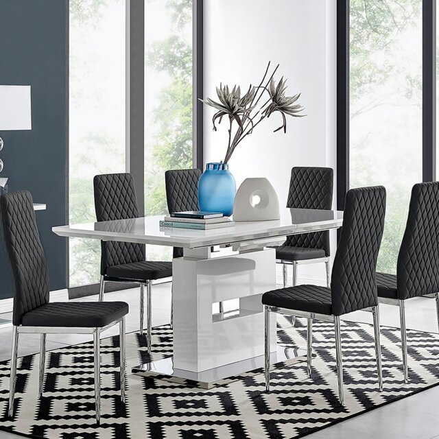 Arezzo Large Extending Dining Table and 6 Milan Chairs - image 1