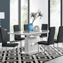 Arezzo Large Extending Dining Table and 6 Milan Chairs - thumbnail 1