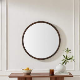 Judith Walnut Wood Medium 80x80cm Round Wall Mirror - thumbnail 2