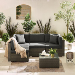 Orlando Grey Rattan & Grey 4 Seat Modular Garden Sofa - thumbnail 2