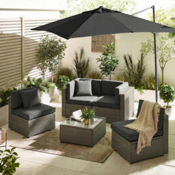Orlando Grey Rattan & Grey 4 Seat Modular Garden Sofa - thumbnail 1