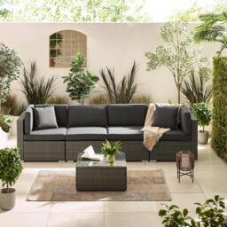 Furniturebox Orlando & 4 Seat Modular Garden Sofa, Rattan in Grey - Size: 72x75x72 cm - thumbnail 3