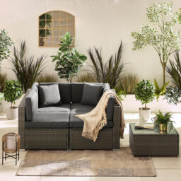 Orlando Grey Rattan & Grey 4 Seat Modular Garden Sofa - thumbnail 4