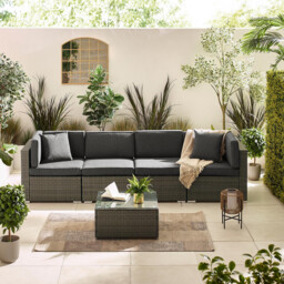 Orlando Grey Rattan & Grey 4 Seat Modular Garden Sofa - thumbnail 3