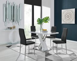Sorrento 4 White High Gloss And Chrome Dining Table And 4 Milan Chairs Set - thumbnail 1