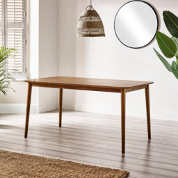 Lynton Large Walnut Effect Wooden Dining Table & 2 Benches - thumbnail 2