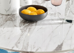 Novara Round White Marble Effect and Gold Metal 4 Seater Dining Table - thumbnail 4