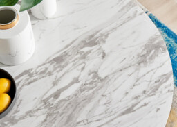 Novara Round White Marble Effect and Gold Metal 4 Seater Dining Table - thumbnail 3