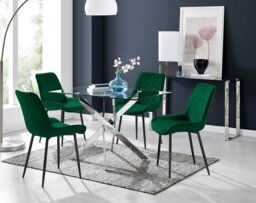 Leonardo 4 Table and 4 Pesaro Black Leg Chairs - thumbnail 1