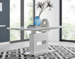 Arezzo Large Extending Dining Table and 8 Pesaro Black Leg Chairs - thumbnail 4