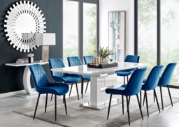 Arezzo Large Extending Dining Table and 8 Pesaro Black Leg Chairs