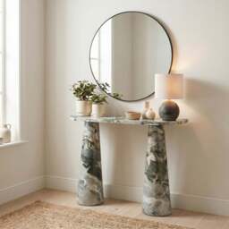 Furniturebox Palma Green Marble Effect Console Table, Engineered Wood in Green/White - Size: 100x76x30 cm - thumbnail 2