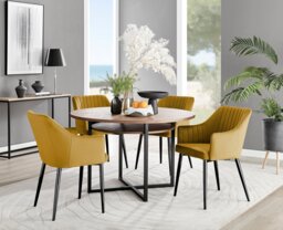 Adley Brown Wood Storage Dining Table & 4 Calla Black Leg Chairs - thumbnail 1