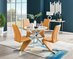 Novara White Marble Round Dining Table & 4 Willow Chairs - thumbnail 4