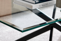 Leonardo Rectangular Glass and Black Coffee Table - thumbnail 2