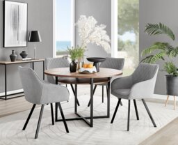 Adley Brown Wood Storage Dining Table & 4 Falun Black Leg Chairs - thumbnail 1