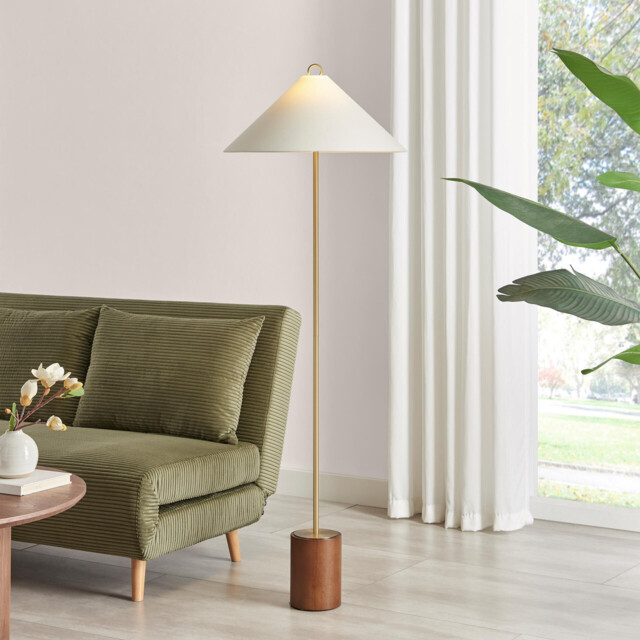 Theo White & Wood Standing Floor Lamp - image 1