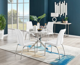 Novara White Marble Round Dining Table & 4 Isco Chairs - thumbnail 4